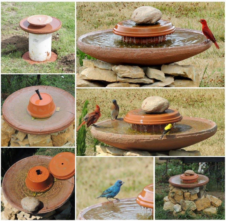 Bird Bath Fountain DIY