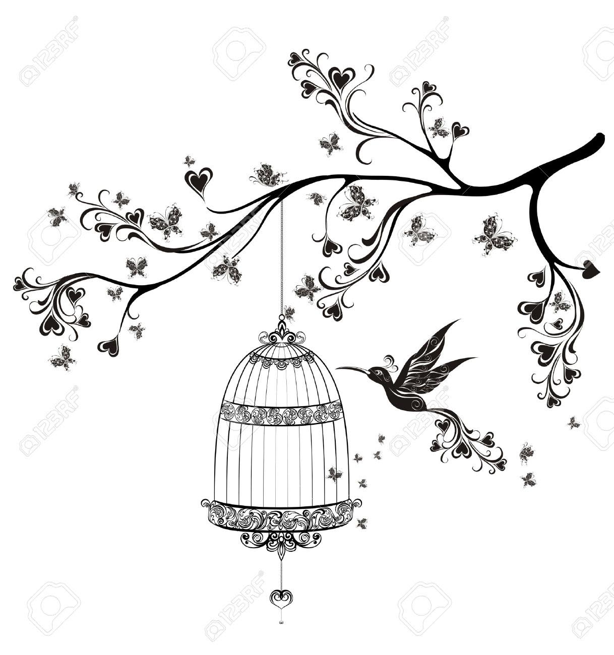 Bird Flying Out Of Cage Drawing | Birdcage Design Ideas