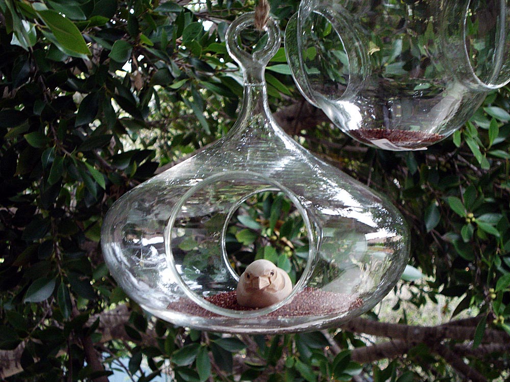 Blown Glass Bird Feeder