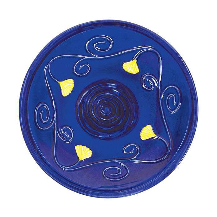 Blue Ceramic Bird Bath Bowl