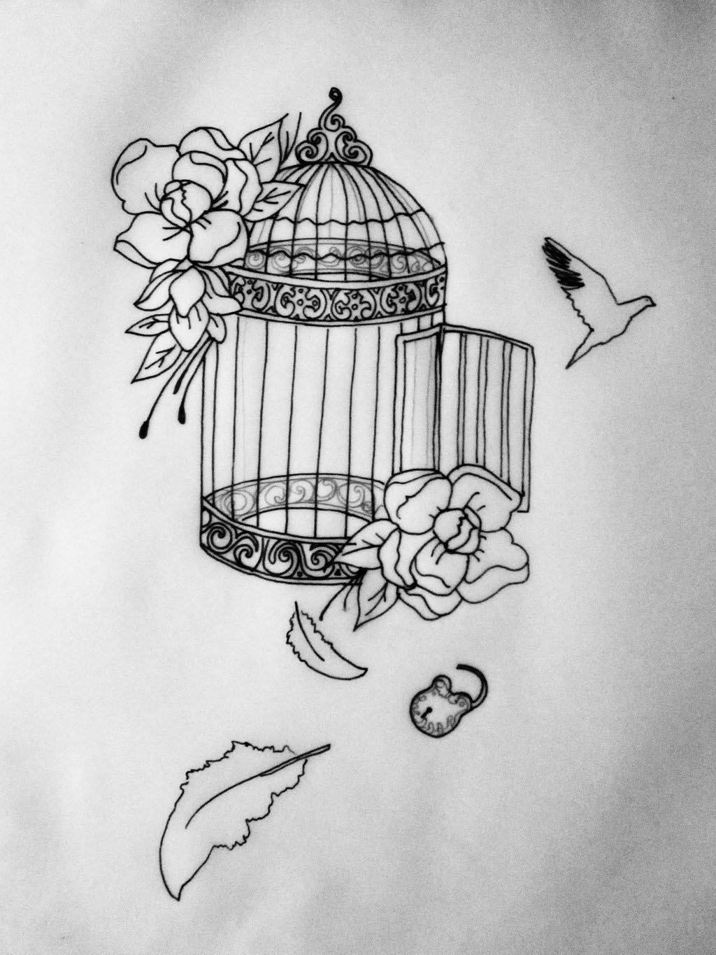 Dessin De Cage A Oiseaux / Stickers cage oiseau baroque - Stickers Malin