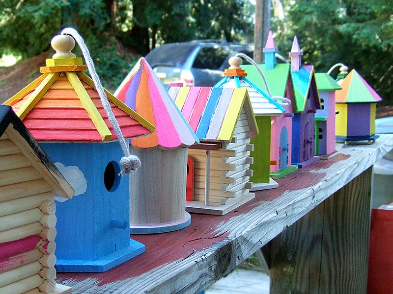 Painted Wooden Bird Houses