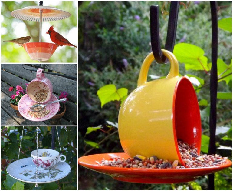 Teacup Bird Feeders Homemade