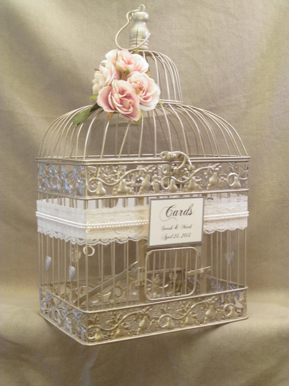 Vintage Bird Cage Wedding Card Holder