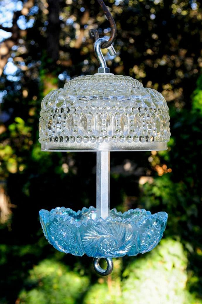 Vintage Glass Bird Feeders